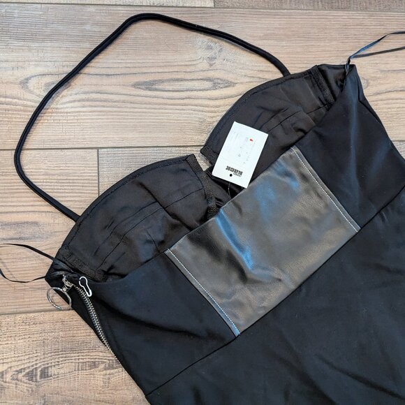 NWT Staud Women Hindley Corset Sexy High Slit Maxi Bodycon Dress Black Silver XL - Picture 9 of 11